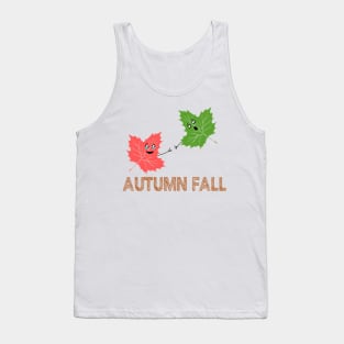 Autumn Fall Funny Maple Leaf Joke Cartoon Design Tank Top